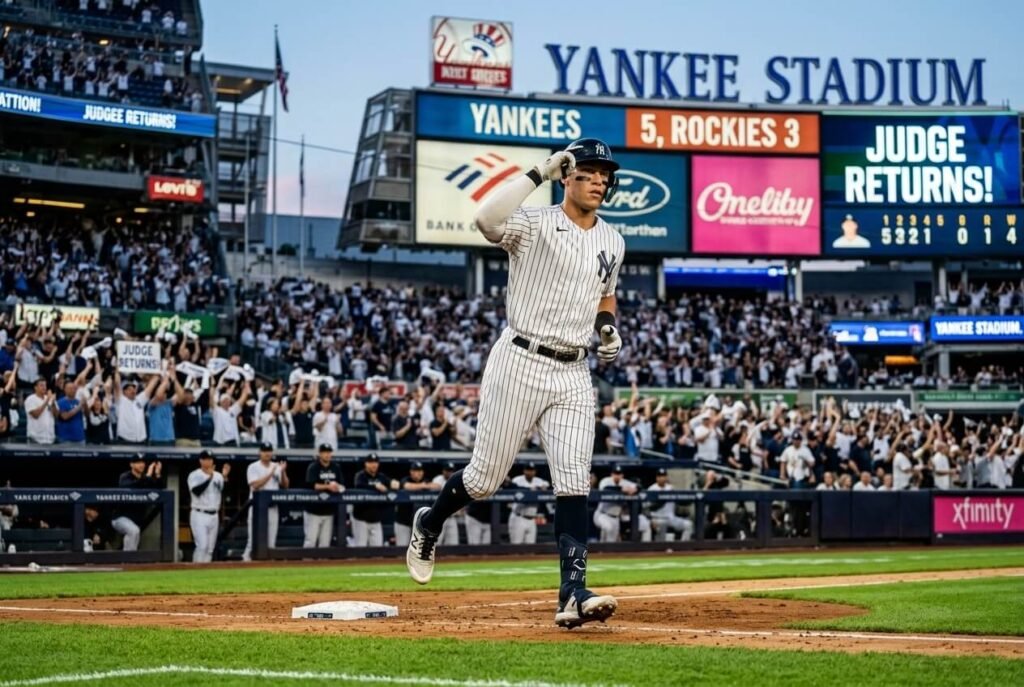 Aaron Judge returns to the Yankees lineup against the Rockies