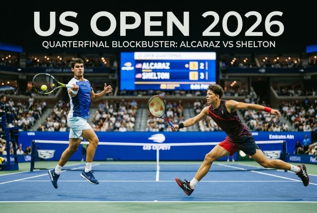 Carlos Alcaraz and Ben Shelton face off in the US Open 2026 quarterfinal