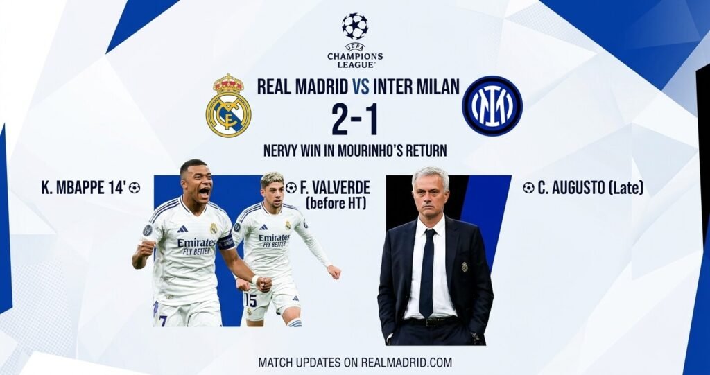 Kylian Mbappe celebrates his goal for Real Madrid against Inter Milan